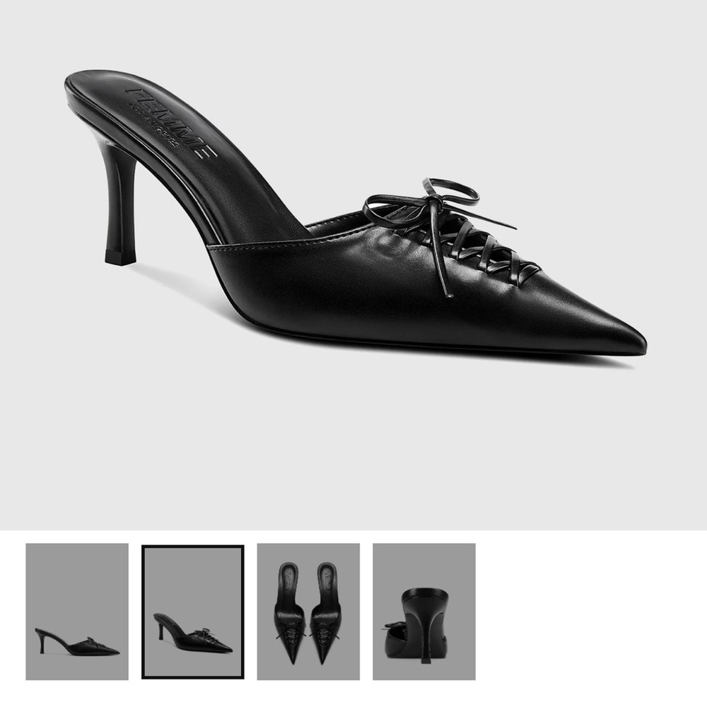 Femme Los Angeles Black Pointed Louis Slipper Black Size 6 - Picture 5 of 7